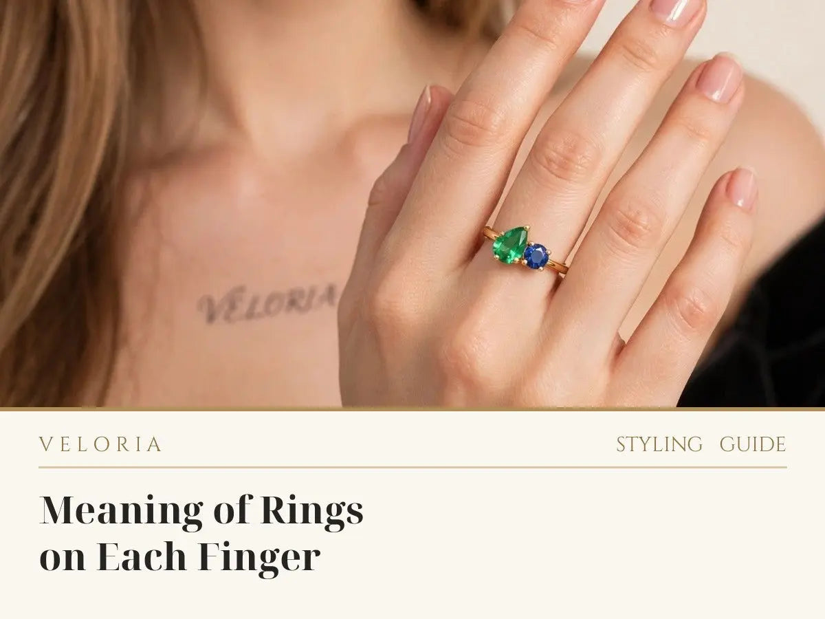 Meaning of Rings on Each Finger - birthstone ring worn by model | Veloria
