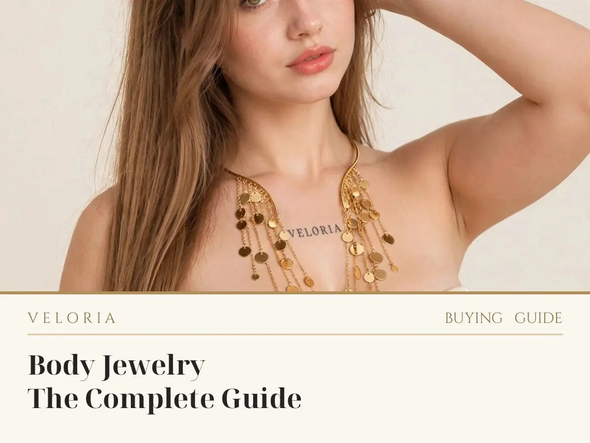 Body Jewelry Guide - gold body chain worn by model | Veloria