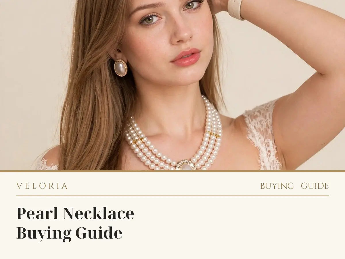 Pearl Necklace Buying Guide - layered pearl necklace worn by model | Veloria