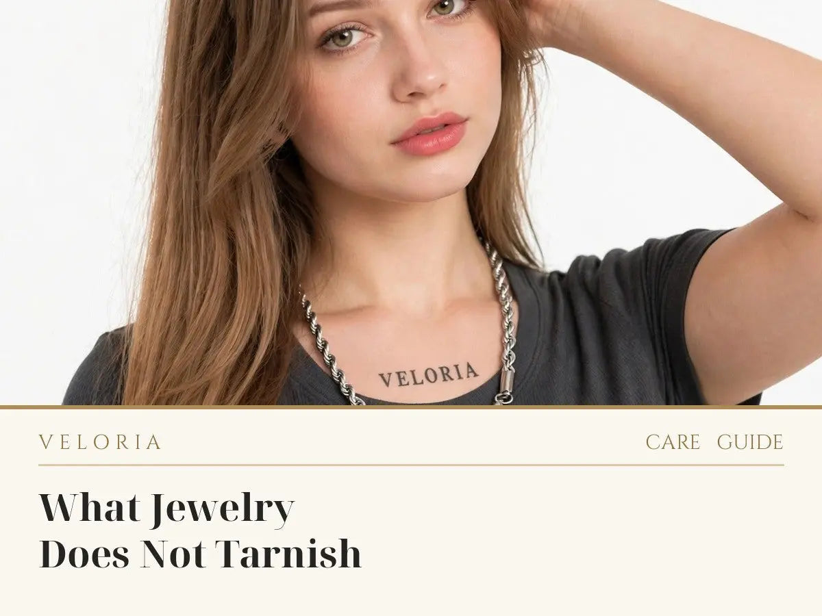 What Jewelry Does Not Tarnish - stainless steel rope chain worn by model | Veloria