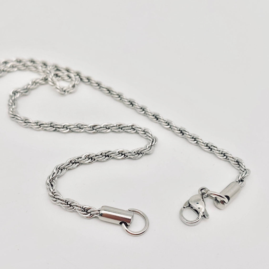 Men's Twist Rope Chain Necklace - Stainless Steel - product view | Veloria