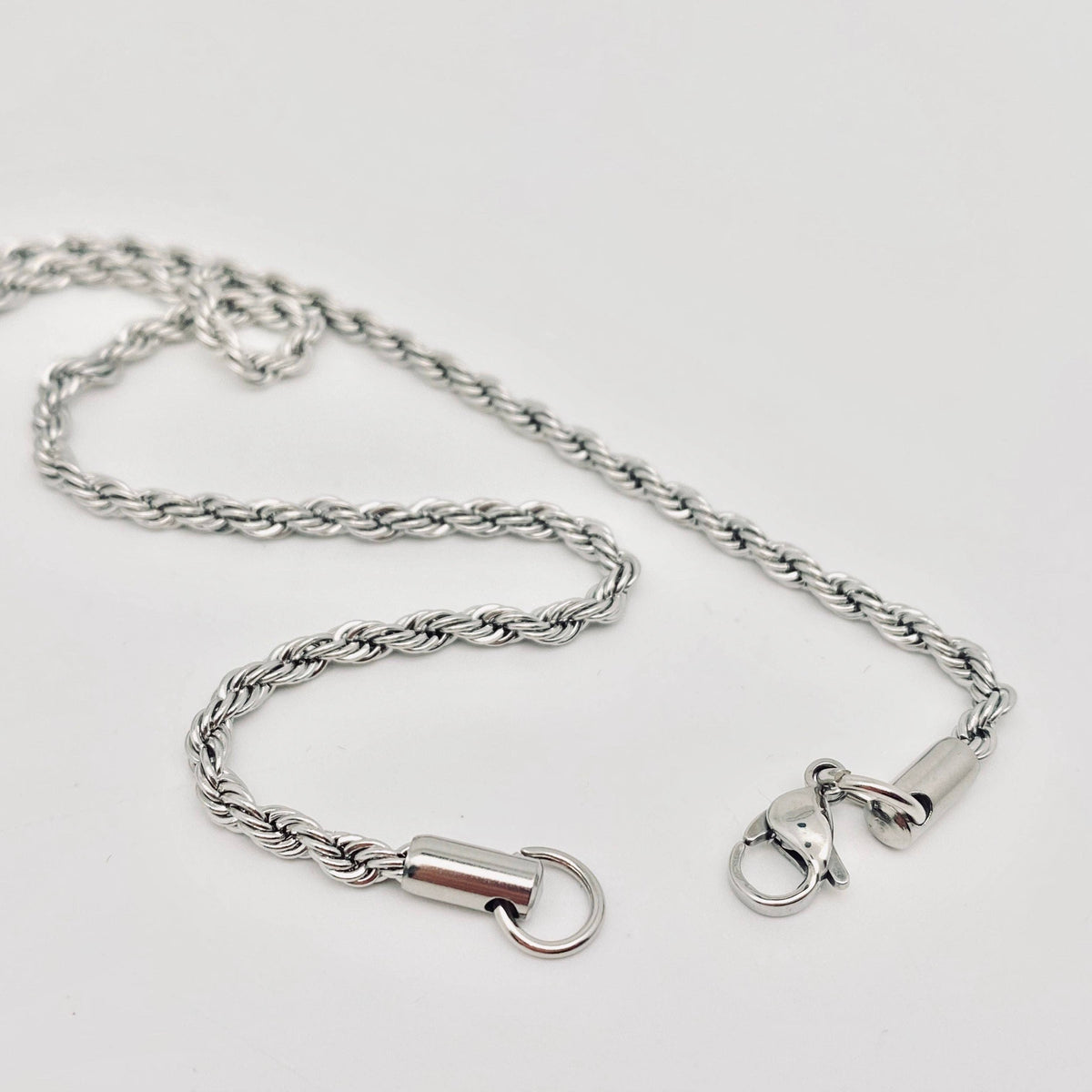 Men's Twist Rope Chain Necklace - Stainless Steel - product view | Veloria