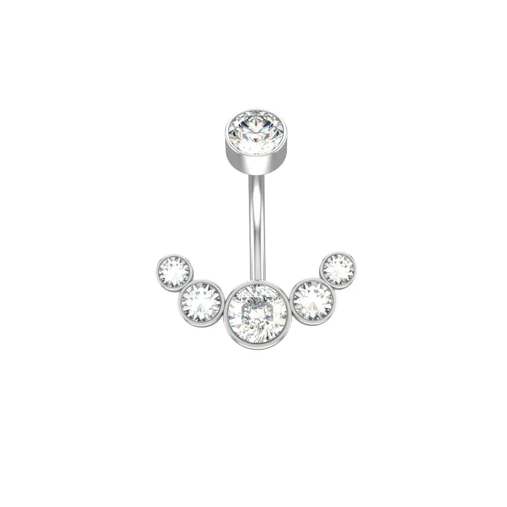 Crystal Arc Cluster Belly Button Ring - 14G surgical steel | Veloria