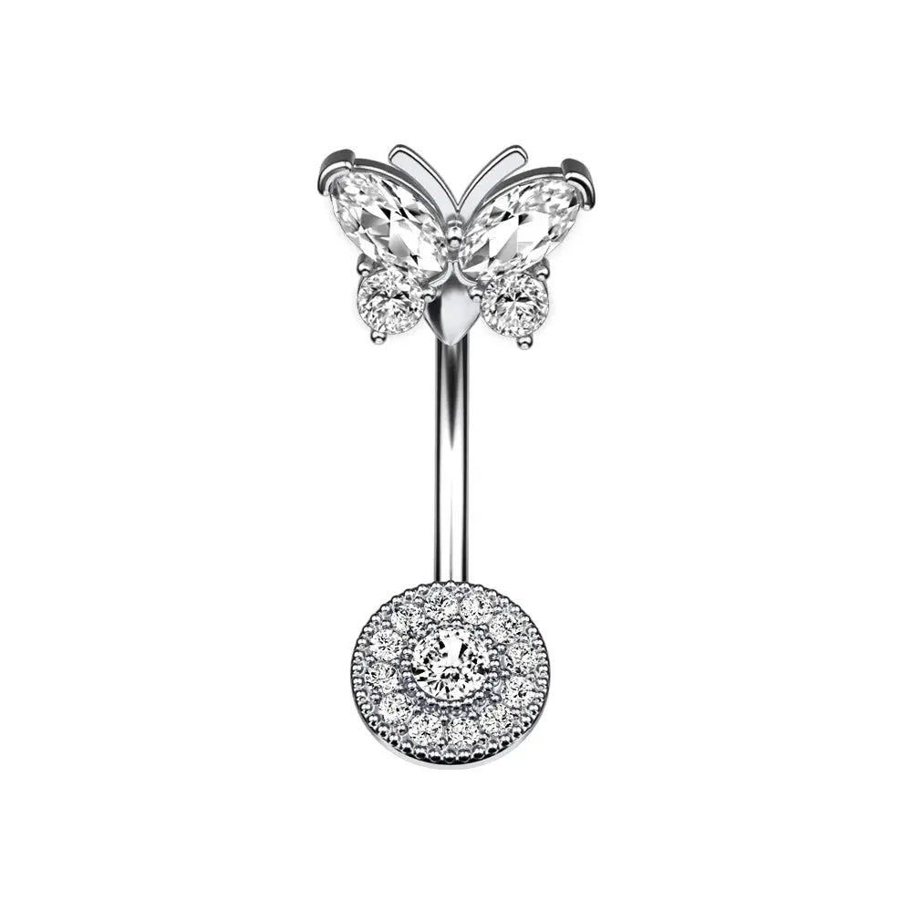 Butterfly Disc Dangle Belly Button Ring - 14G surgical steel | Veloria