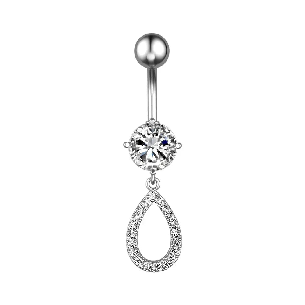 Teardrop Loop Dangle Belly Button Ring - 14G surgical steel | Veloria