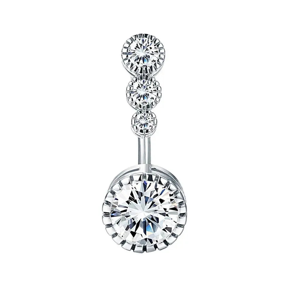 Crystal Trio Drop Belly Button Ring - 14G surgical steel | Veloria