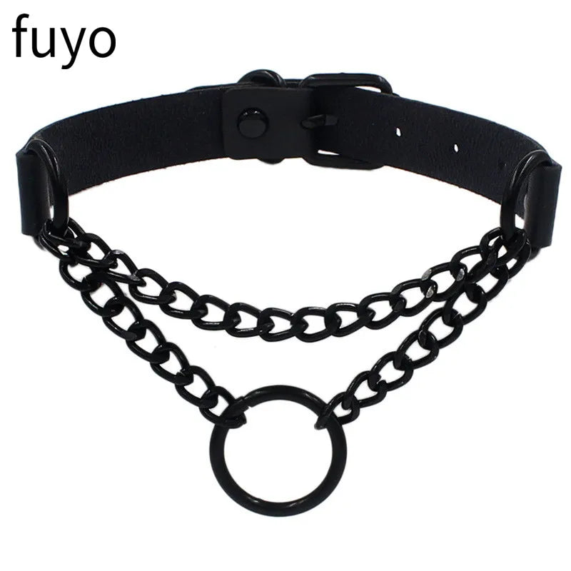 Heart Pendant Leather Choker Necklace - worn styling | Veloria