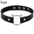 Heart Pendant Leather Choker Necklace - product view | Veloria