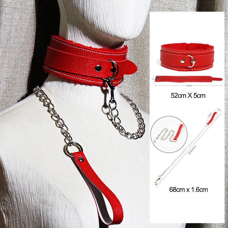 Heart Collar Choker Necklace with Chain Leash - angle view | Veloria