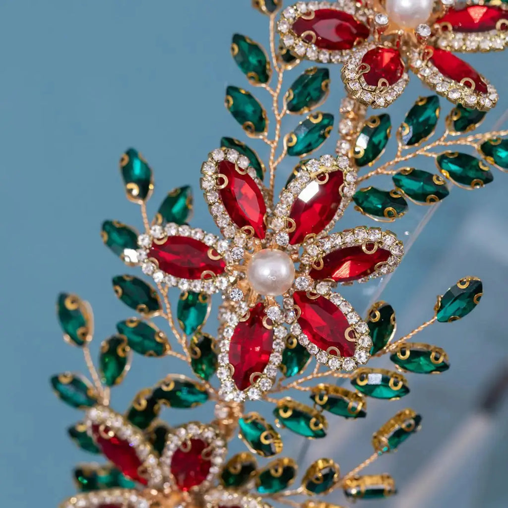 Crystal Pearl Headband Tiara - Gold Bridal Hairband - detail view 2 | Veloria