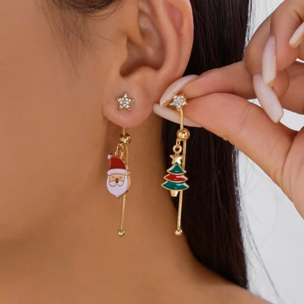 Christmas Dangle Earrings - Santa Snowman Snowflake - styled look 3 | Veloria