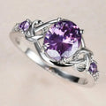 Purple CZ Ring - 925 Silver Luxury Elegant - worn by model | Veloria