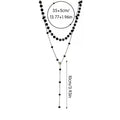 Black Crystal Layered Necklace - Y Choker - side view | Veloria