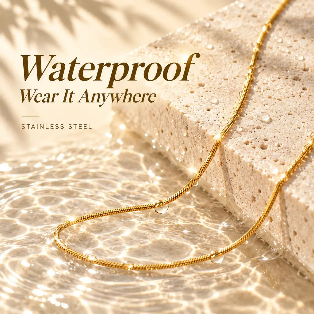 Snake Chain Necklace - Layered 316L Steel - close-up detail | Veloria