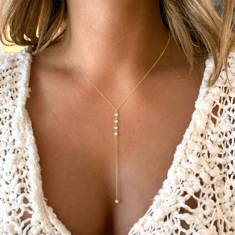 Boho metal body chain bikini jewelry for women - side view on model | Veloria