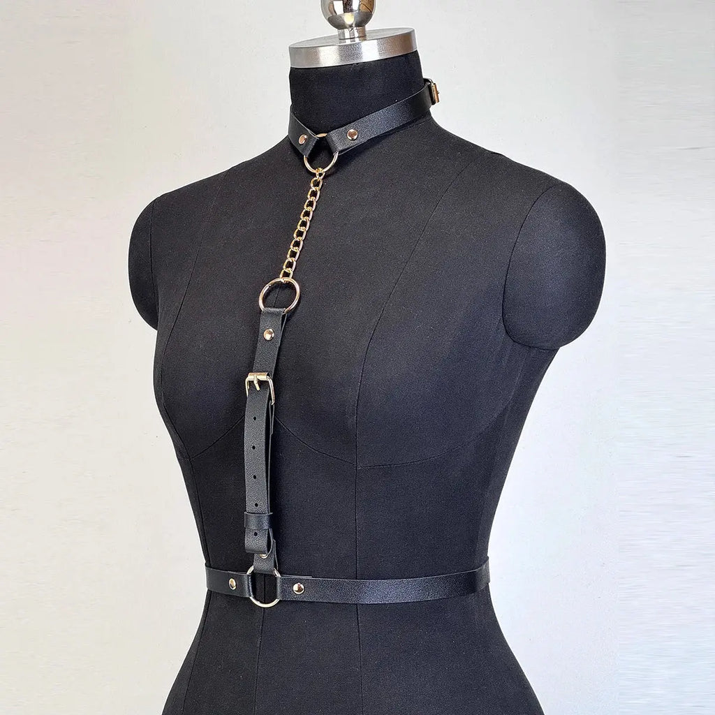 Leather Harness Waist Belt - waist belt flat lay | Veloria