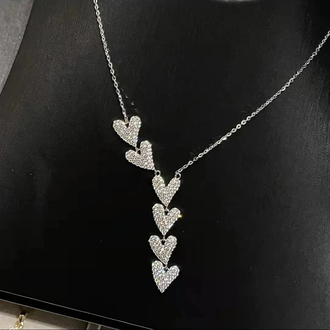 Moissanite Y Necklace - S925 Full Diamond Style - worn by model | Veloria