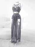 Gothic Mesh Skirt Set - mesh fabric close-up | Veloria
