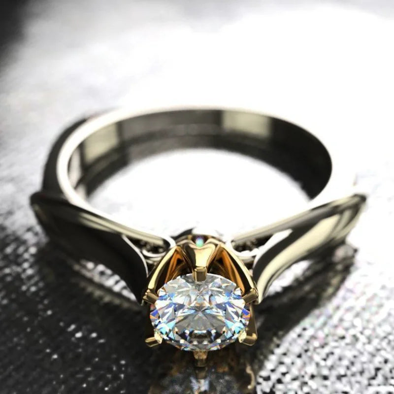 Moissanite Ring - 18K Gold Plated Wedding - side detail | Veloria