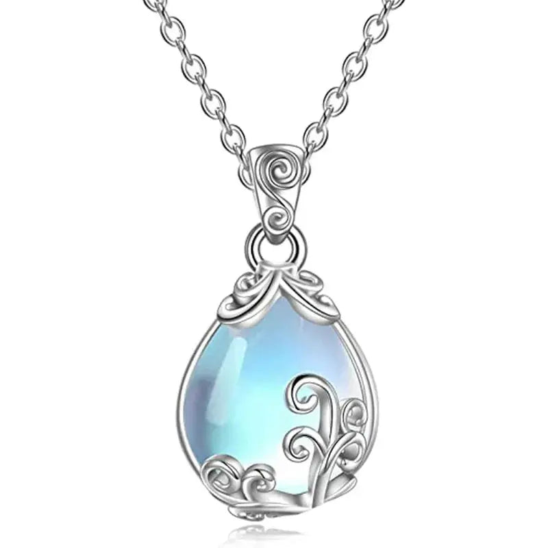Moonstone Water Drop Necklace - Vintage Pendant - styled look | Veloria