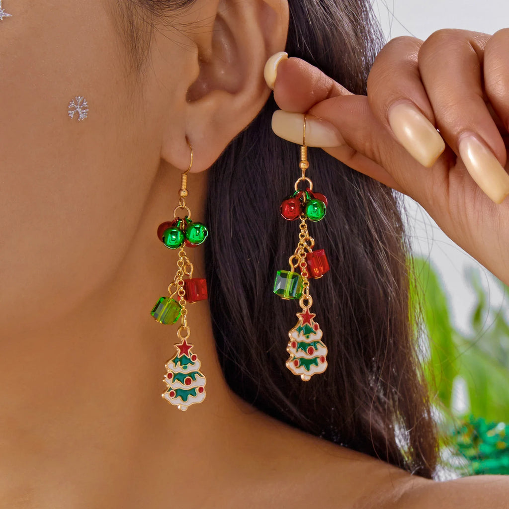 Christmas Dangle Earrings - Santa Snowman Snowflake - worn styling 14 | Veloria