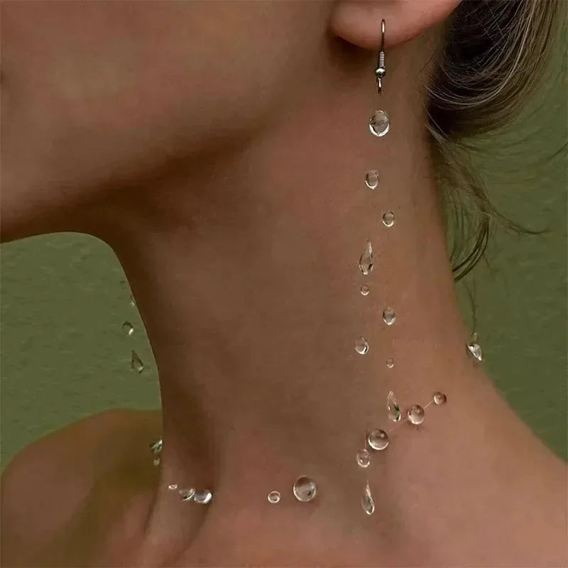Invisible Clear Water Drop Choker Necklace - worn styling | Veloria