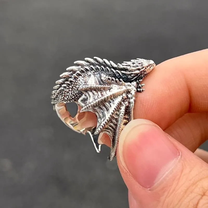 Dragon Ring - Gothic Punk Adjustable - styled look | Veloria