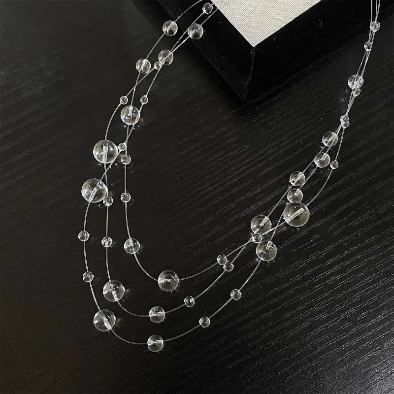 Invisible Clear Water Drop Choker Necklace - side view | Veloria