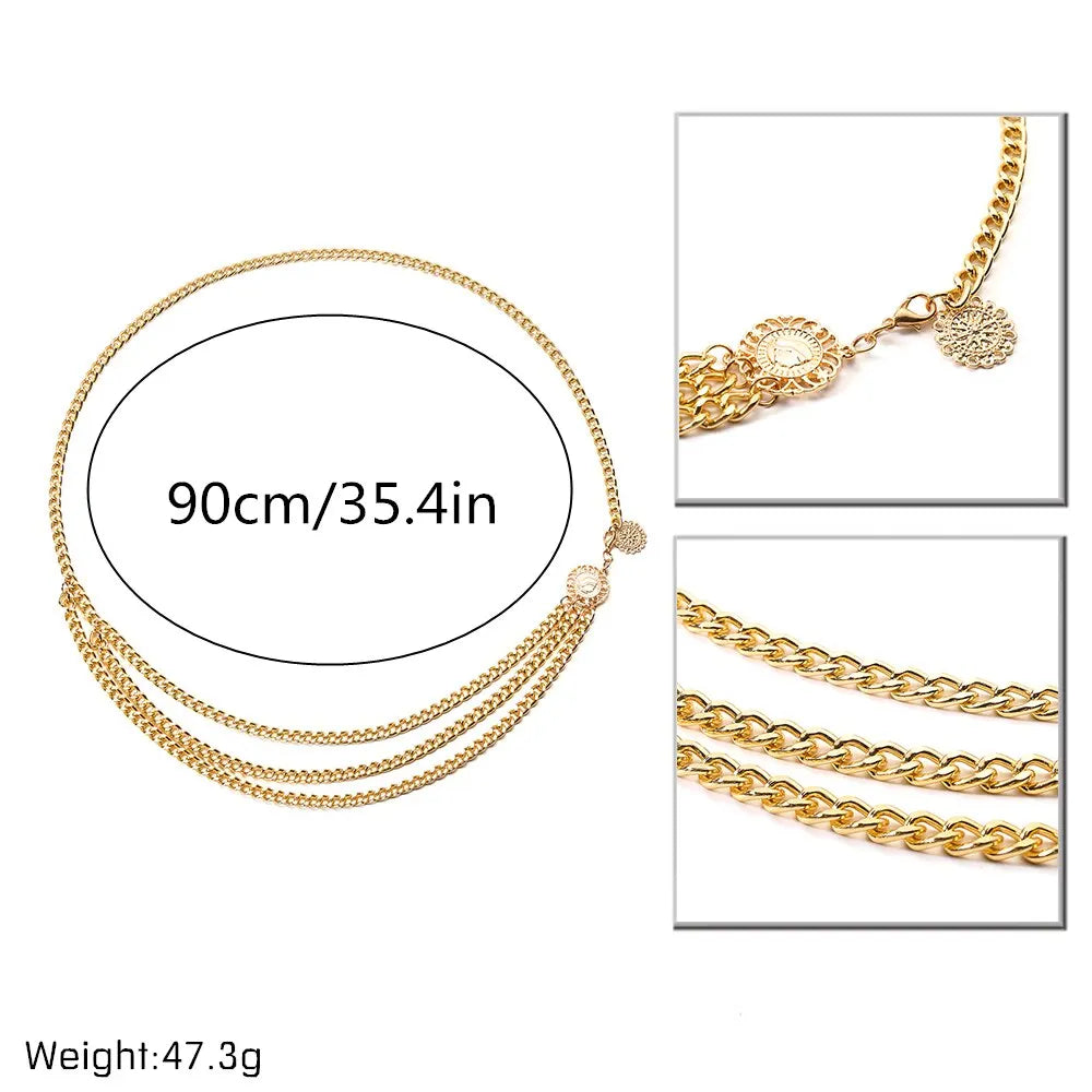 Boho sunflower coin tassel waist belly chain for women - styled look | Veloria