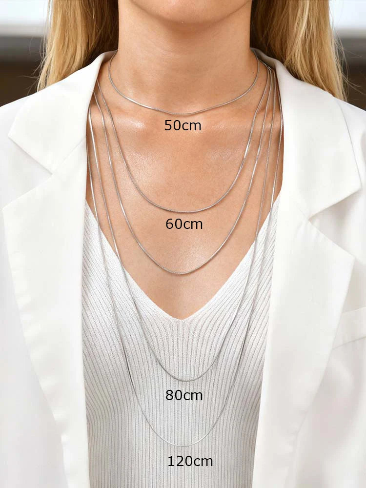 Snake Chain Necklace - Layered 316L Steel - angle view | Veloria