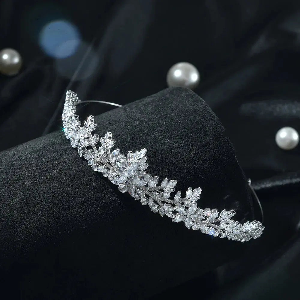 Luxury Crystal Bridal Crown - Heart Tiara Headpiece crystal detail | Veloria
