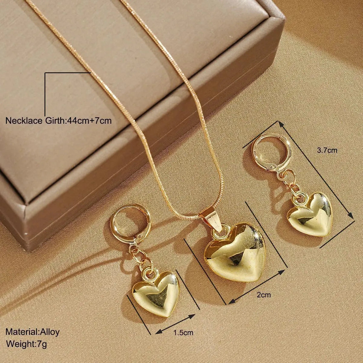 Puffy Heart Jewelry Set - complete set flat lay | Veloria
