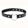 Heart Leather Choker Necklace - choker flat lay | Veloria