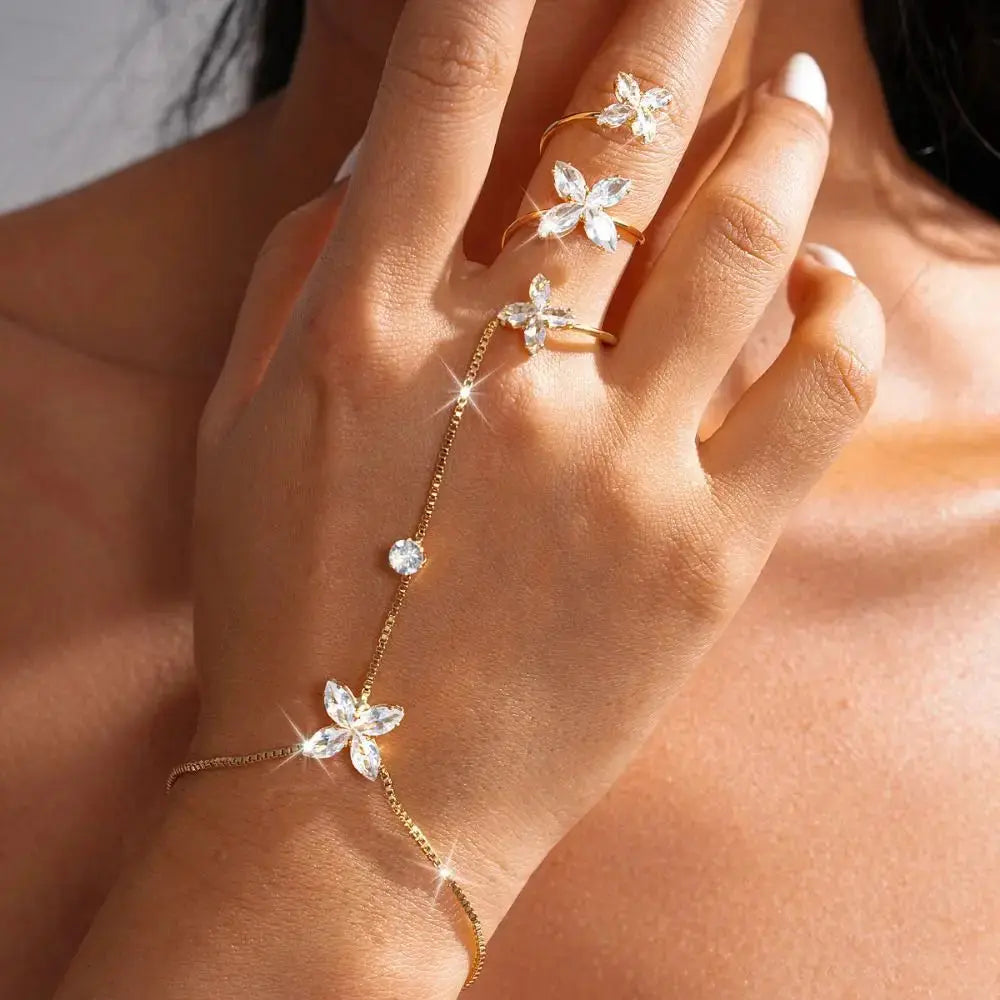 Butterfly Bracelet - zircon bangle worn by model | Veloria