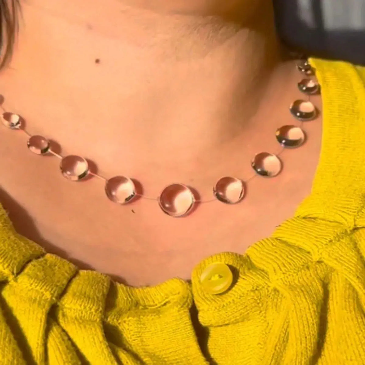 Transparent Dewdrop Necklace - Resin Water Drop - worn styling | Veloria