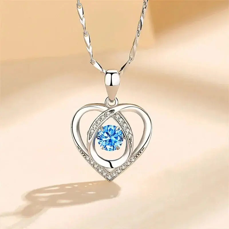 Heart Necklace Bracelet Set - 925 Silver - sparkle detail | Veloria
