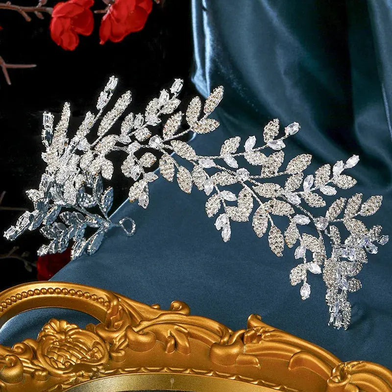 Luxury Bridal Headband - Crystal Zirconia Tiara Crown - detail view 2 | Veloria