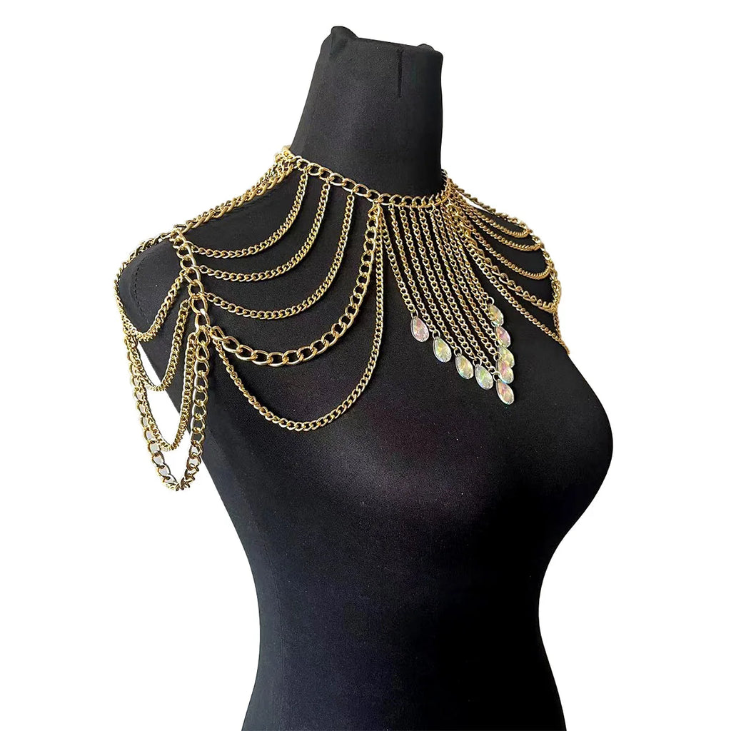 Metal shoulder body chain with tassel arm chain for women - styled look | Veloria