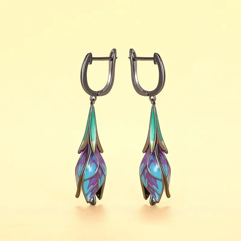 Flower Drop Earrings - floral bloom detail | Veloria