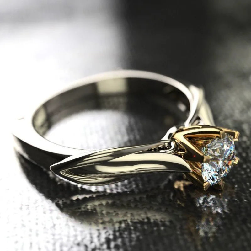Moissanite Ring - 18K Gold Plated Wedding - styled look | Veloria
