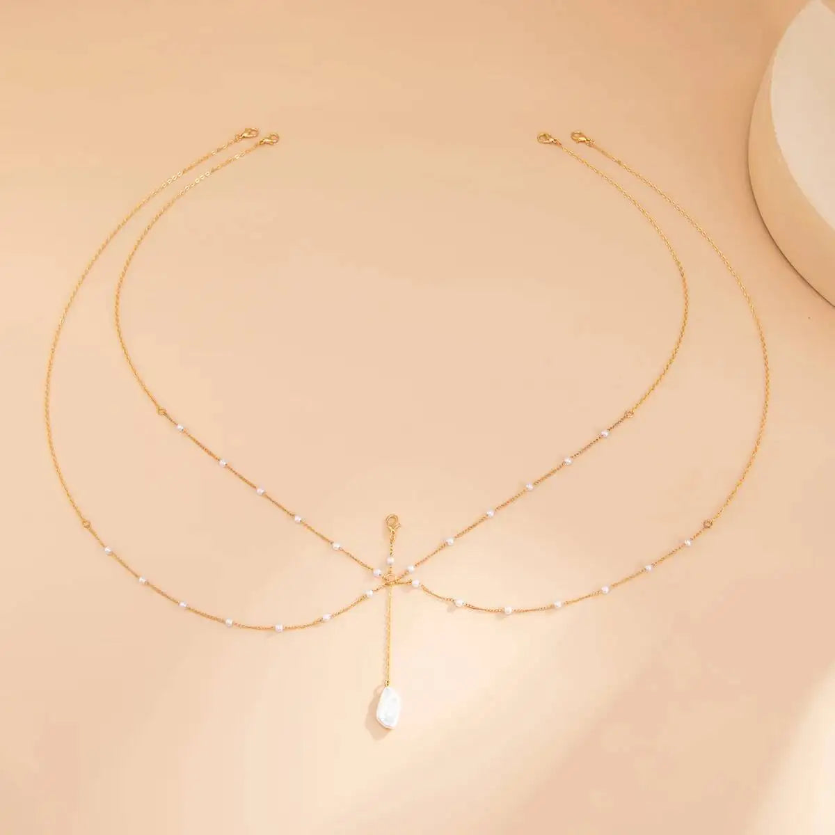 Pearl Belly Chain - Multilayer Waist Chain - worn styling | Veloria