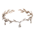 Crystal Leaf Tiara Crown - side view on hair | Veloria