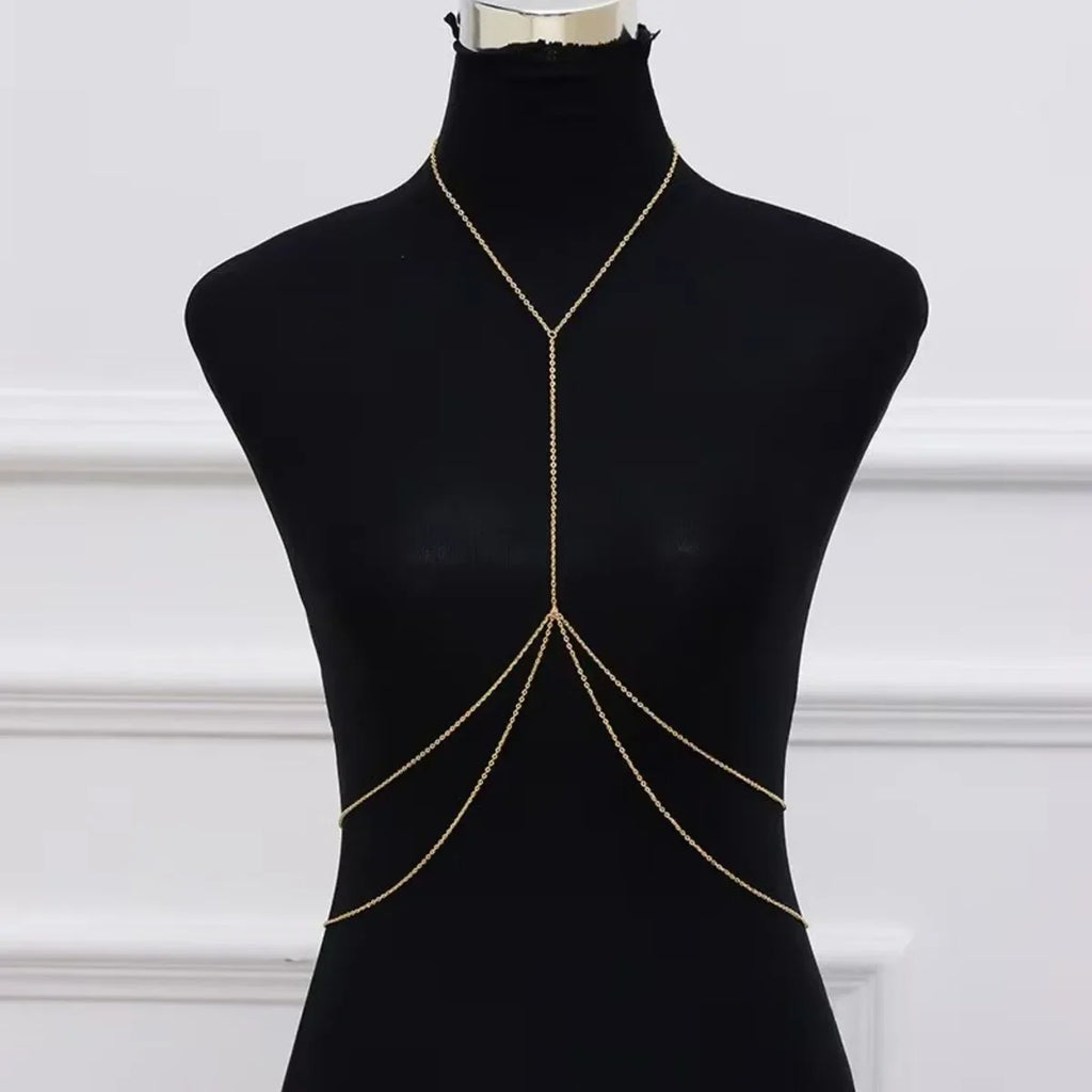 Minimalist cross body chain link jewelry for women - styled look | Veloria