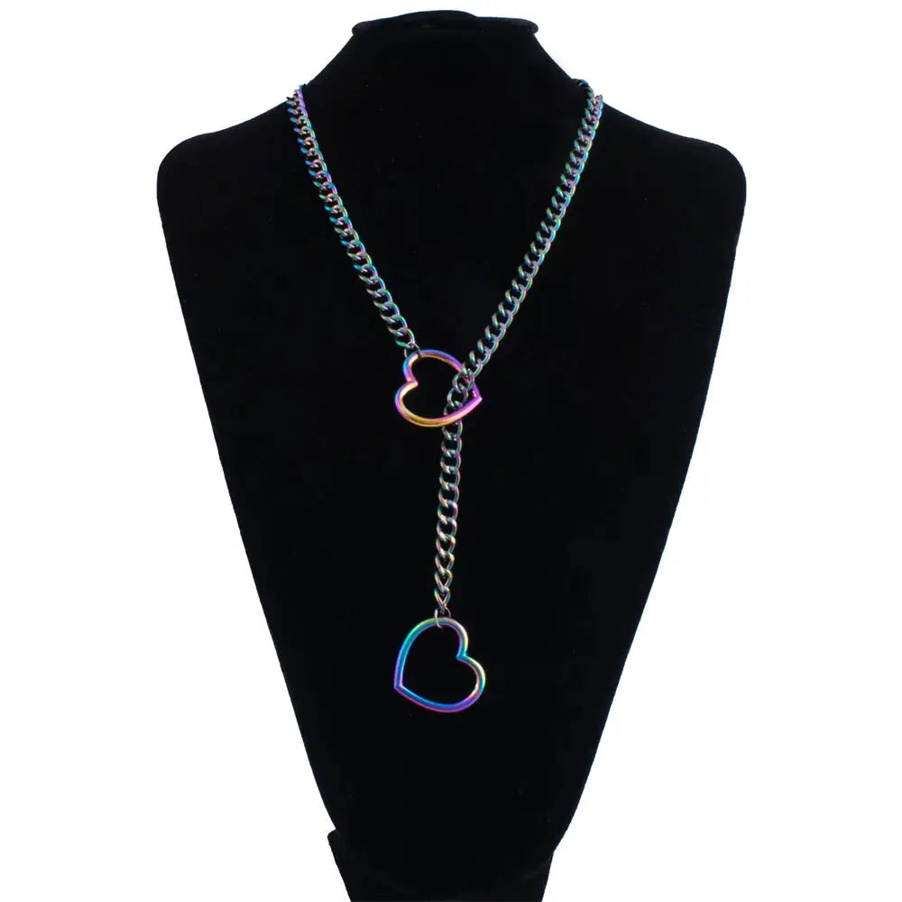 Heart Slip Chain Necklace - long Y drop styling | Veloria
