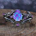 Opal Vine Leaf Ring - Engagement Wedding - worn by model | Veloria