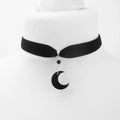 Moon O-Ring Choker Necklace - Gothic Black - detail view | Veloria