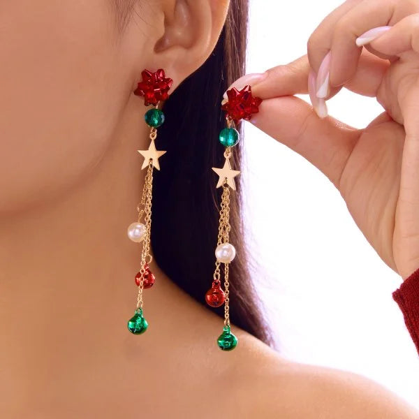 Christmas Dangle Earrings - Santa Snowman Snowflake - worn styling 6 | Veloria