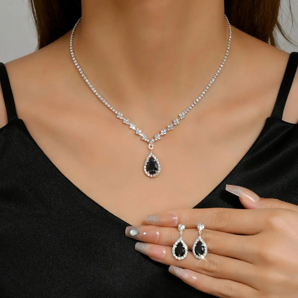 Water Drop Jewelry Set - pink variant detail | Veloria