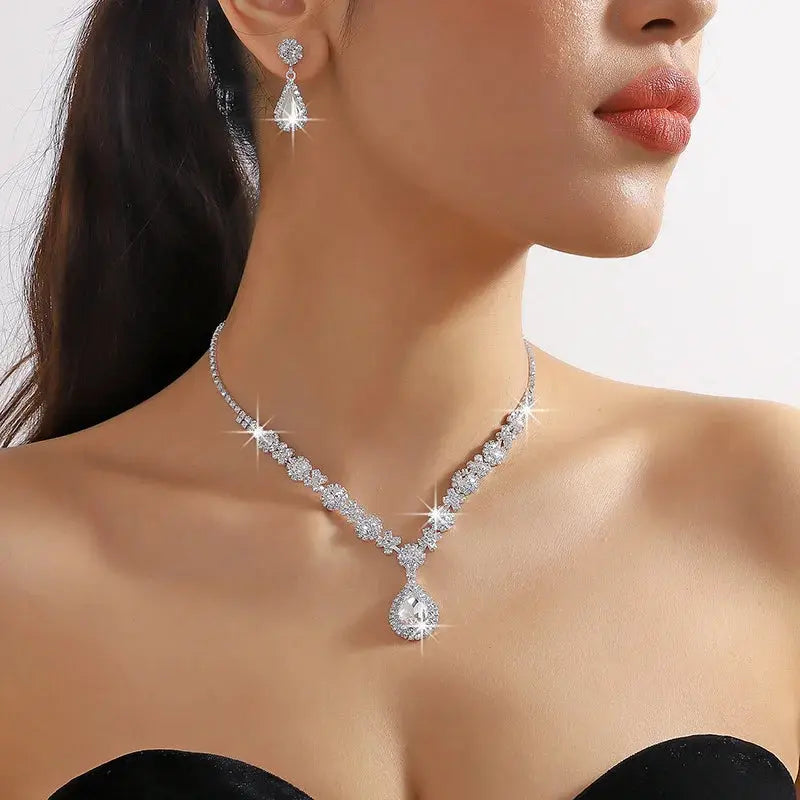 Geometric Water Drop Jewelry Set - gift ready bridal set | Veloria