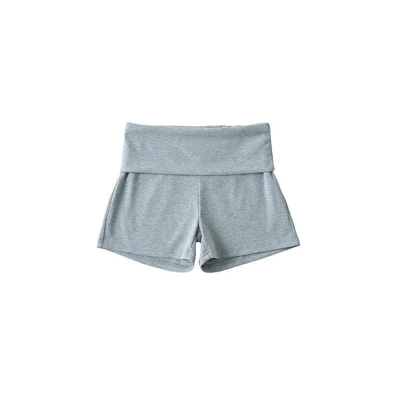 Crop Top & Fold Waist Shorts Set - Beige - gift ready view | Veloria